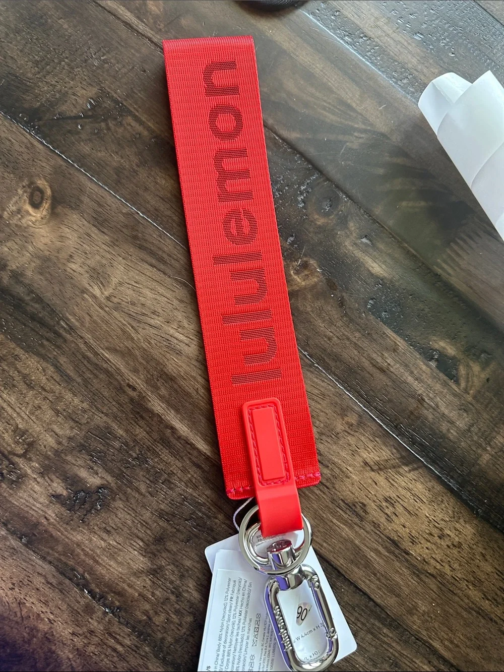 NWT Lululemon Never Lost Keychain Red Cranberry Silver